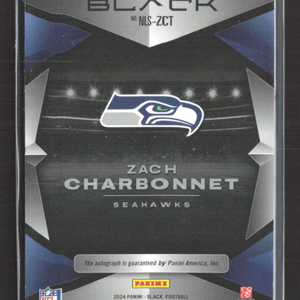 2024 Panini Black Night Lights Zach Charbonnet #NLS-ZCT 13/25 Auto