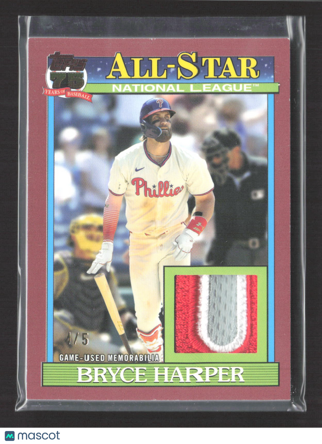 2026 Topps 1991 Baseball All-Stars Bryce Harper #91ASR-BH 4/5 Game-Used Patch
