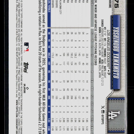 2026 Topps Chrome Yoshinobu Yamamoto #75