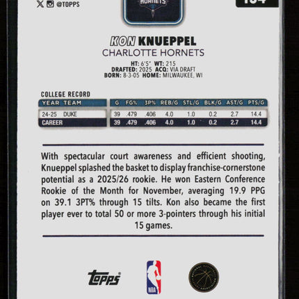 2026 Topps Chrome Kon Knueppel #154 RC