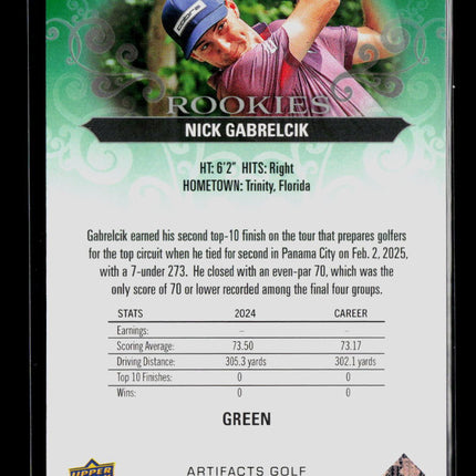 2026 Upper Deck Artifacts Golf Nick Gabrelcik #73 Green 086/299