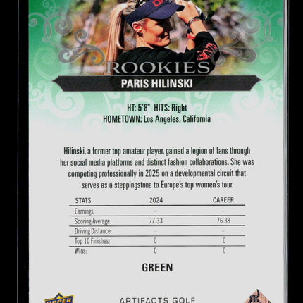 2026 Upper Deck Artifacts Golf Paris Hilinski #54 Green 201/299