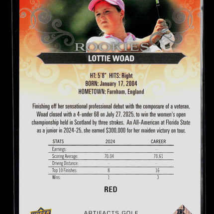 2026 Upper Deck Artifacts Golf Lottie Woad #75 Red 119/499