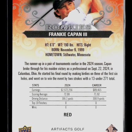 2026 Upper Deck Artifacts Golf Frankie Capan III #66 Red 017/499