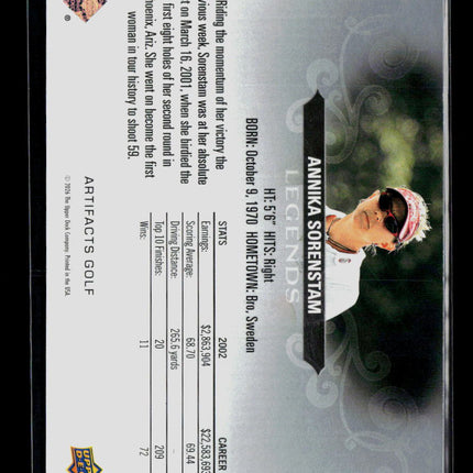 2026 Upper Deck Artifacts Golf Annika Sorenstam #82 163/199