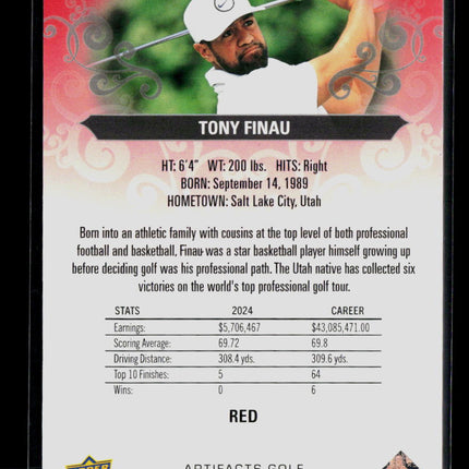 2026 Upper Deck Artifacts Golf Tony Finau #48 Red 448/499
