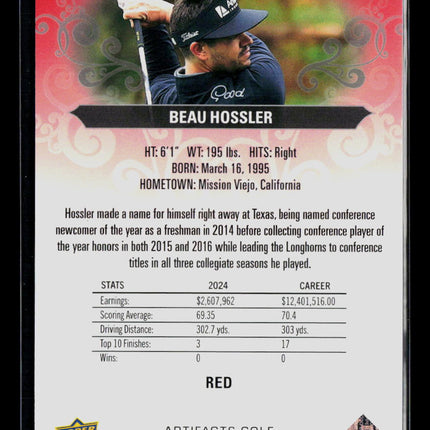 2026 Upper Deck Artifacts Golf Beau Hossler #16 Red 337/499