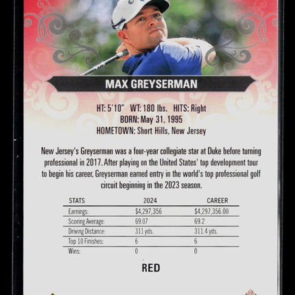 2026 Upper Deck Artifacts Golf Max Greyserman #27 Red 215/499