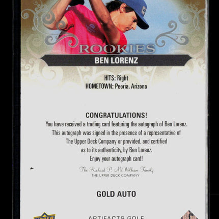 2026 Upper Deck Artifacts Golf Ben Lorenz #59 Gold Auto 30/49 Auto