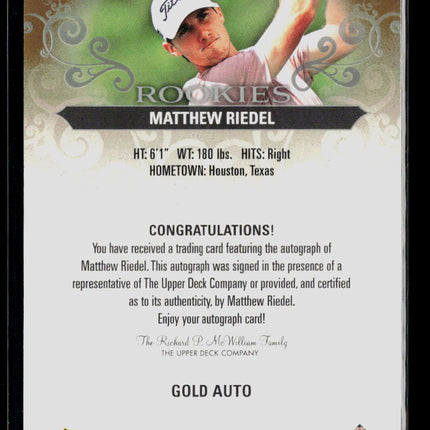 2026 Upper Deck Artifacts Golf Matthew Riedel #76 Gold Auto 07/49 Auto
