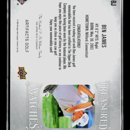2026 Upper Deck Artifacts Golf Ben James #TS-BJ Treasured Swatches