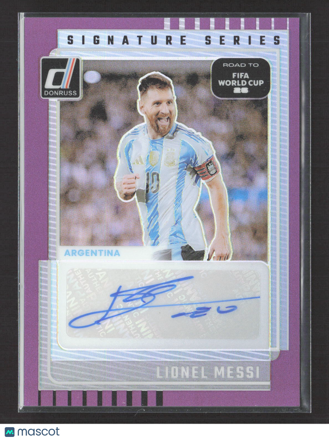 2025 Panini Donruss Road to FIFA World Cup Lionel Messi #SS-LM Purple 84/99 Auto
