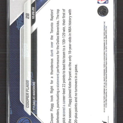2025 Topps Now Cooper Flagg #28 RC