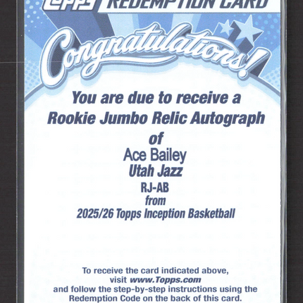 2026 Topps Inception Basketball Ace Bailey #RJ-AB