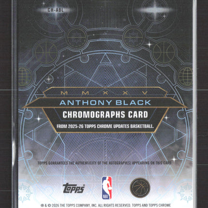 2026 Topps Chrome Updates Basketball Chromographs Anthony Black #CH-ABL Auto