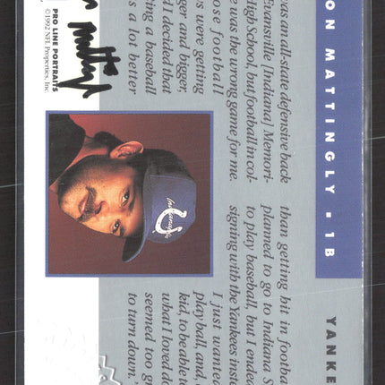 1992 Pro Line Portraits Don Mattingly Auto