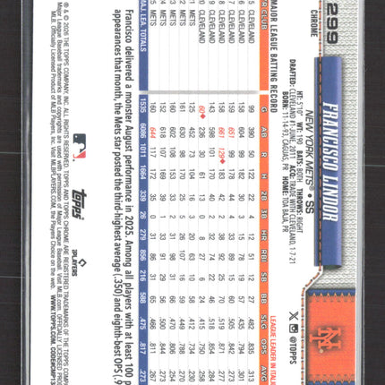 2022 Topps Chrome Francisco Lindor #299 X-Fractor 06/99