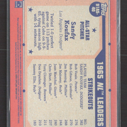 2026 Topps 75 Years of Baseball Sandy Koufax #91AS-40 Blue 020/150