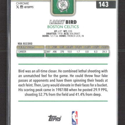 2026 Topps Chrome Larry Bird #143 Blue Wave Refractor 059/150