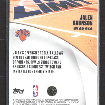 2026 Topps Chrome No Limit Jalen Brunson #IP-9 Refractor