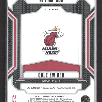 2024 Panini Prizm Penmanship Cole Swider #PNM-CSH Auto