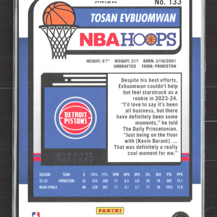 2024 Panini NBA Hoops Premium Stock Tosan Evbuomwan #133 Red RC /275
