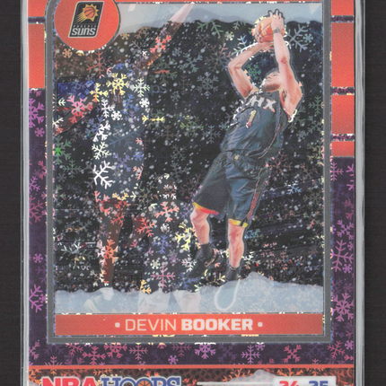 2024 Panini NBA Hoops Devin Booker #1 Winter Purple Snowflake