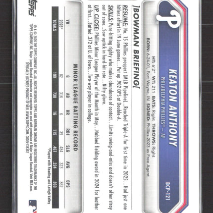 2026 Bowman Chrome Keaton Anthony #BCP-121 Gold Shimmer Refractor 31/50