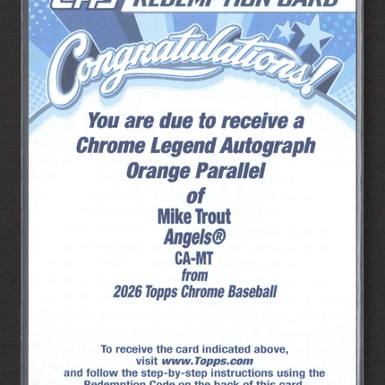 2026 Topps Chrome Baseball Mike Trout #CA-MT Orange Parallel Auto