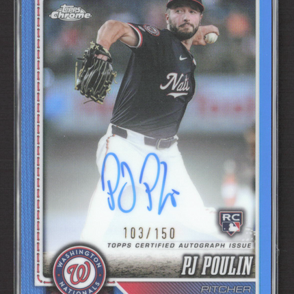 2024 Topps Chrome PJ Poulin #RA-PP Blue Refractor 103/150 RC Auto