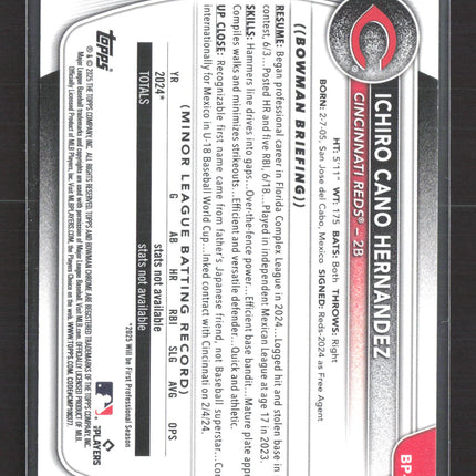 2025 Bowman Prospects Ichiro Cano Hernandez #BP-18 Gold 16 / 50