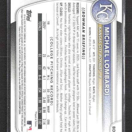 2025 Bowman Draft Michael Lombardi #BD-118 Blue 088/150 1st Bowman