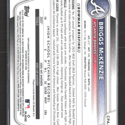 2025 Bowman Chrome Briggs McKenzie #CPA-BM 1st Bowman Auto