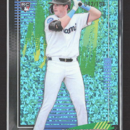 2026 Topps Finest Owen Caissie #19 Aqua Shimmer Refractor RC 042/199