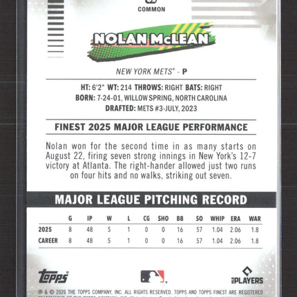 2026 Topps Finest Nolan McLean #62 RC 077/250