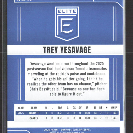 2026 Panini Donruss Elite Baseball Trey Yesavage #64 RC 42/46