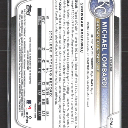 2025 Bowman Chrome Michael Lombardi #CPA-ML Refractor 152/499 Auto