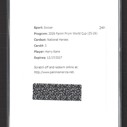 2026 Panini Prizm World Cup National Heroes Harry Kane #3 Auto