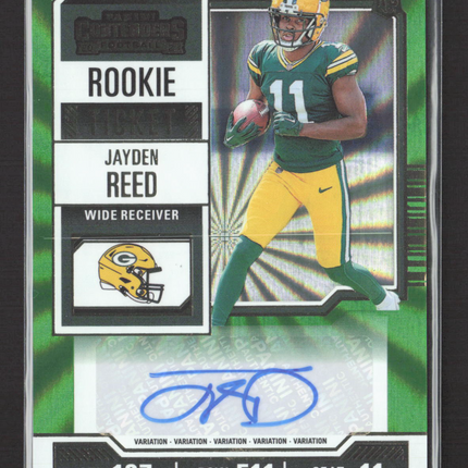 2023 Panini Contenders Football Jayden Reed #118 Green Auto