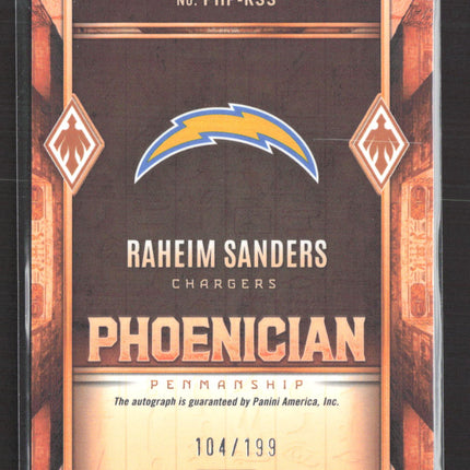2025 Phoenix Phoenician Penmanship Raheim Sanders #PHP-RSS 104/199 RC Auto