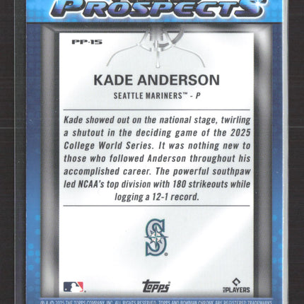 2025 Bowman Chrome Prized Prospects Kade Anderson #PP-15