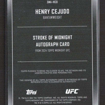 2024 Topps Midnight UFC Stroke of Midnight Autographs Henry Cejudo #SMA-HCD Auto
