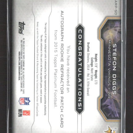 2015 Topps Platinum Stefon Diggs #ARP-SD Refractor Patch RC Auto