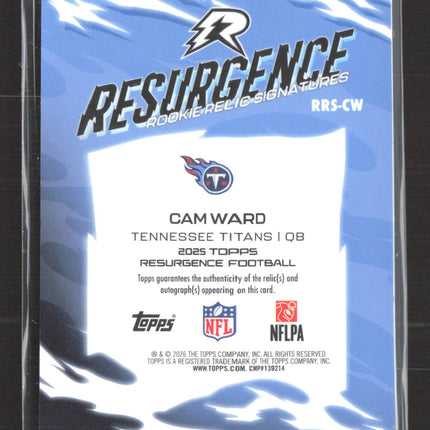 2026 Topps Resurgence Cam Ward #RRS-CW Player-Worn Memorabilia RC Auto