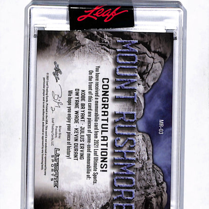 2021 Leaf Sports Mount Rushmore Kobe Bryant Wade Erving Durant /30 Patch