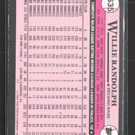 1989 Topps Tiffany Willie Randolph #635