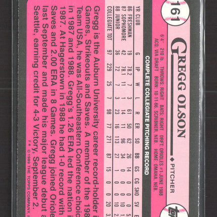 1989 Topps Tiffany Gregg Olson #161