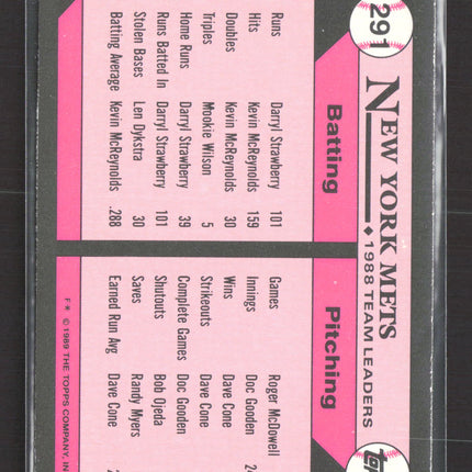 1989 Topps Tiffany Mets Leaders #291