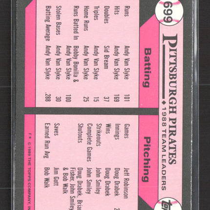 1989 Topps Tiffany Pirates Leaders #699