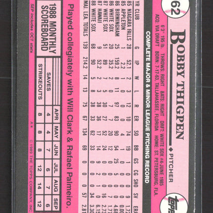 1989 Topps Tiffany Bobby Thigpen #762